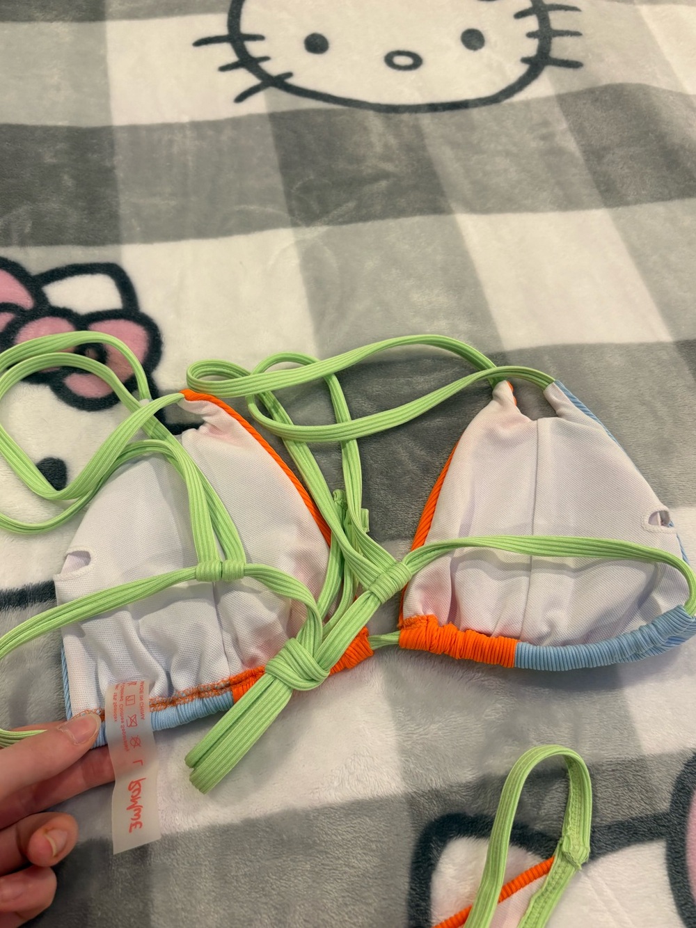 Romwe Colorblock Ribbed Triangle Bikini - Picture 6 of 8